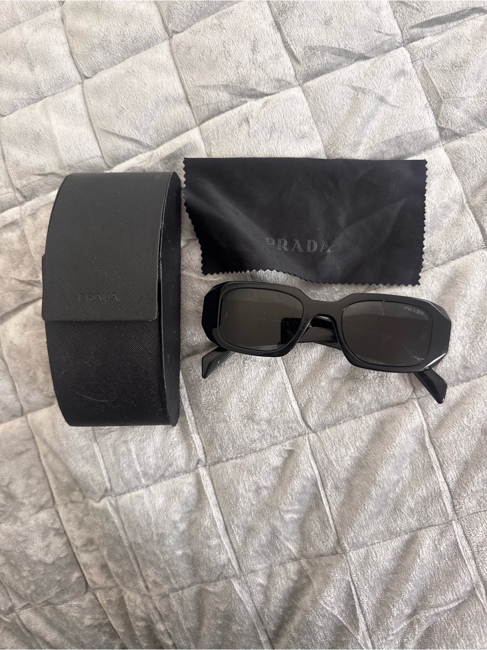 Prada Glossy Black Geometric Sunglasses